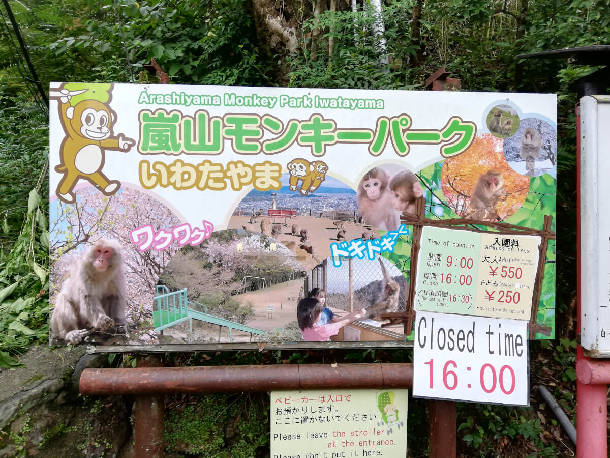 嵐山モンキーパークいわたやま看板